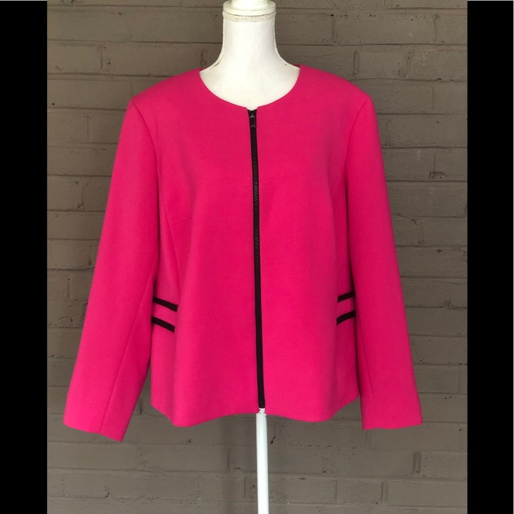 Jones New York Pink zip front jacket 18W